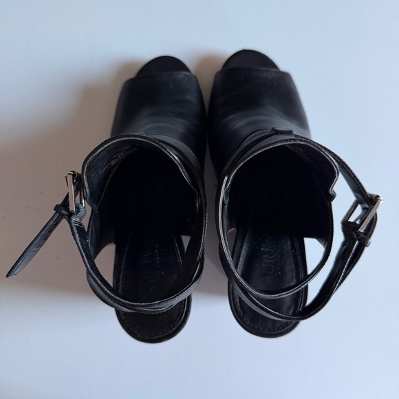 Lauren Ralph Lauren Leather Peep Toe Ankle Strap Wedge Bootie Abelle - Picture 10 of 10